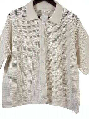 Be Cool 2X Cream Crochet Cotton Cardigan Top NWT Coastal Resort Chic